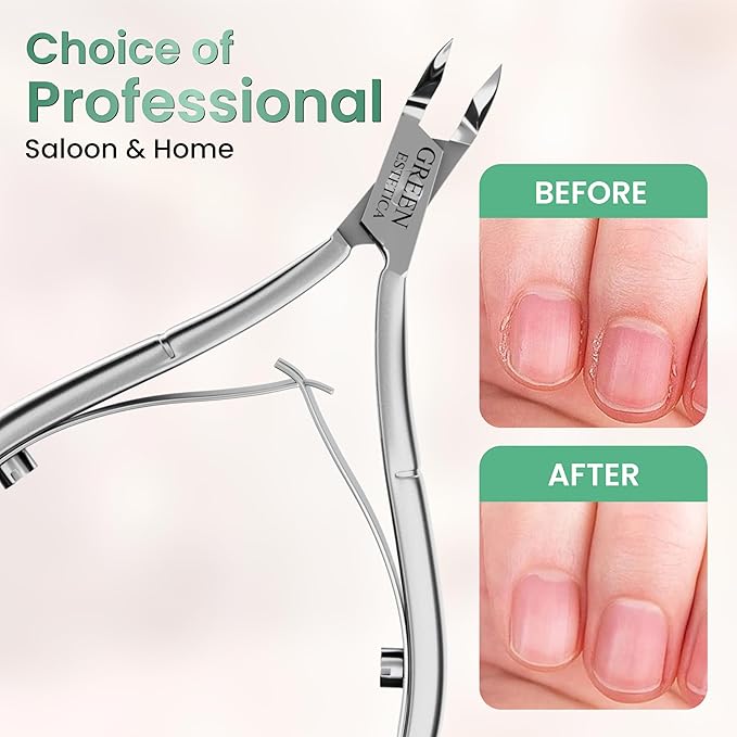 Professional Premium Cuticle Trimmer Stainless Steel Cuticle Nippers with Sharp 1/4 Jaw Blades Cuticle Clippers Double Spring Manicure Pedicure Nail Cuticle Remover Tool (Premium Silver)