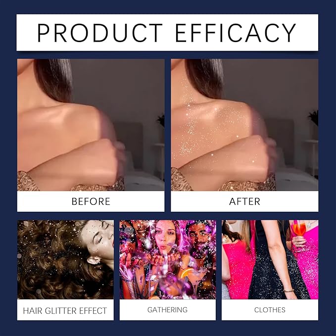 Hair、Body Glitter Prom Festival Carnival Flash Spray Glistening Mist - for All Hair Types, Instantly Adds Shine