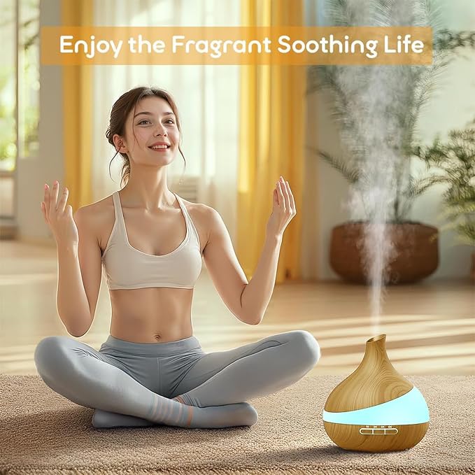 HJTHJT 500ML Essential Oil Diffuser: Aroma Diffuser with Remote Control for Hotel Spa Yoga Room - Humidifier with 14 Colors LED Night Light for Bedroom Home Relaxation