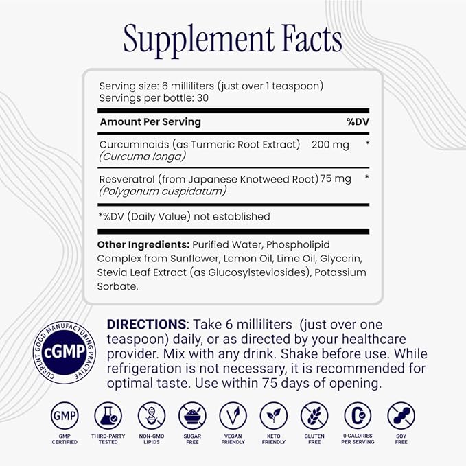 Rho Nutrition Liposomal Curcumin + Resveratrol (3 Pack) – Ultra High Absorption Liquid Curcumin Supplement – Promotes Joint Comfort, Mobility, Cellular Health and Overall Well-Being