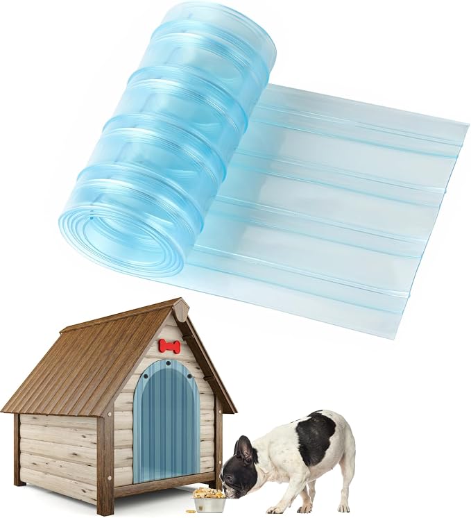 Dog Door Replacement Flap, 7.9 in x 4.9 ft | Pet Safe Plastic Vinyl Strip Transparent Doggie House Flap Strips for DIY Cat Dog Door, Easy to Cut & Install