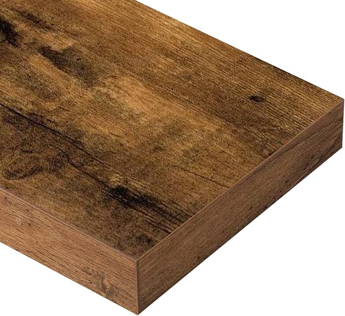 QEEIG Floating Shelves for Wall 35.4" Long - Wall Mounted Shelf Bathroom Kitchen Living Room Bedroom Farmhouse Home Decor Display Bookshelf Large 35.4 x 9.3 inch Set of 2, Rustic Brown (008-90BN)