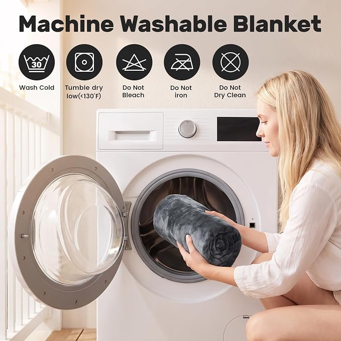Waterproof Blanket for Queen Bed, Couch, and Sofa, 80"x90", Grey | Reversible Soft Flannel Throw, Furniture Protector, Spill-Proof, for Family, Dog, Cat, Camping, Travel, Noise Free