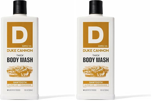 Duke Cannon Supply Co. Mens THICK Body Wash - Free of Sulfate, Paraben, & Phthalates Leaving Skin Soft and Hydrated - High Viscosity Odor Protection - Long Lasting Freshness - Sawtooth (18oz)