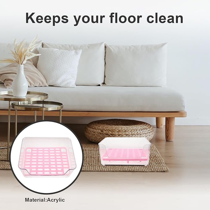 minkissy Pet Litter Box Medium Pink Acrylic Anti-Splash Kitten Litter Pan Potty Elevated Cat Toilet for Indoor Housebreaking