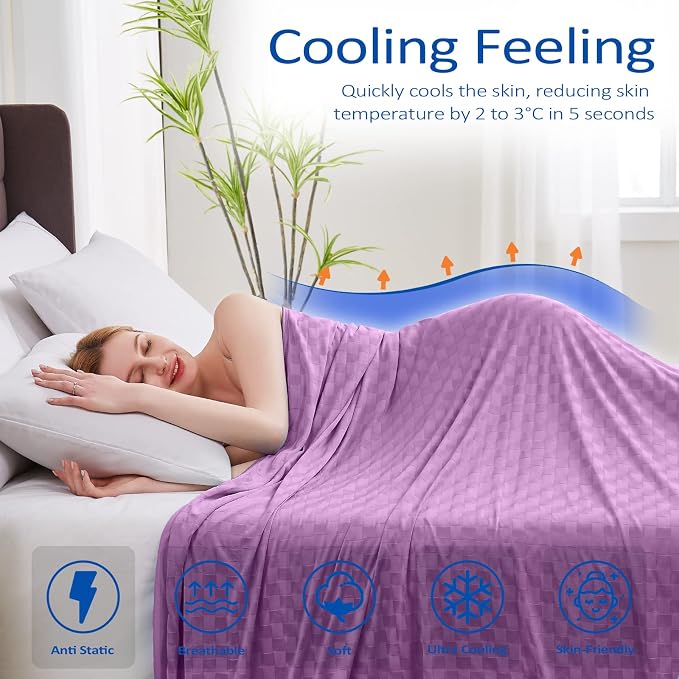 Cooling Blanket, Summer Cooling Blankets for Hot Sleepers, Arc-Chill Q-Max>0.5 Cool Fiber, Oeko-TEX 100% Certified, Soft, Breathable, Double-Side Bed Throw,Keep Cool for Adults Kids 90"x90"