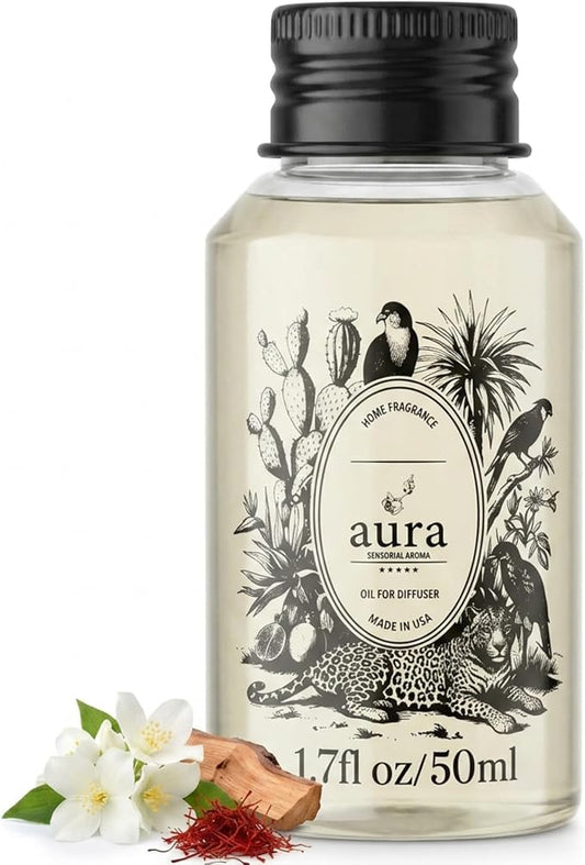 Aura Corsica | Jasmine & Amber Fragrance Oil for Diffusers | Inspired by M.F.K Baccarat Rouge | Luxury Hotel Scent | Floral Amber Aromatherapy | Home & Office | 1.7 fl oz (50ml) | Long Lasting