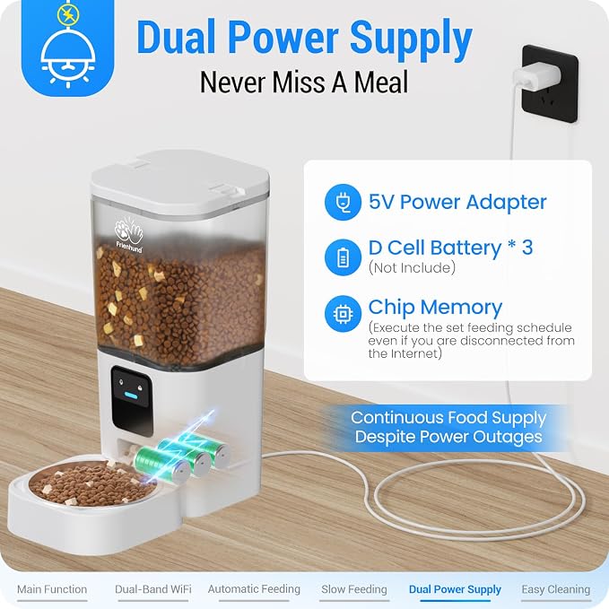Automatic Cat Feeder with 5G WiFi: Automatic Dog Feeder with Slow Feed & Smart APP Control, 7L Timed Auto Cat Food Dispenser with Alexa for Pets, Detachable for Easy Cleaning - 29 Cups