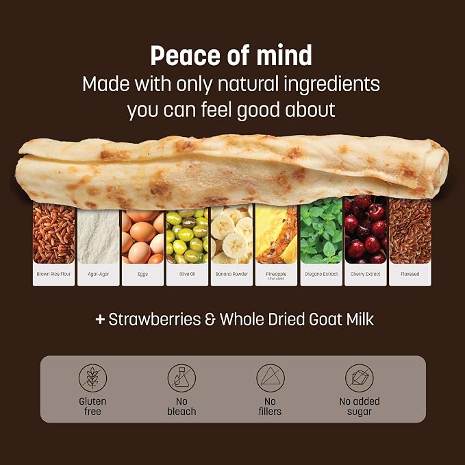 Earth Animal No Hide Dog Chews - Small Rolls 6 Count Strawberries & Cream | Small Rolls Strawberries & Cream Flavored Natural Rawhide Free Long Lasting Dog Chews - Pet Treats for Small Dogs