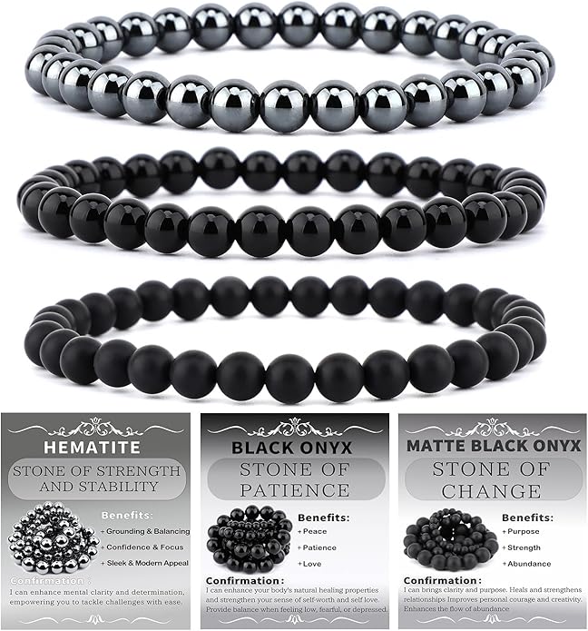 NCB 2.3-Piece 4mm Natural Crystal Gemstone Stretch Bracelets – Handmade Reiki Energy Healing Jewelry for Meditation,Yoga, Unisex