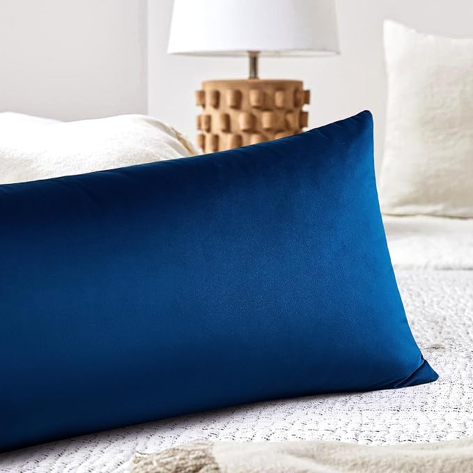 Artscope Luxury Velvet Lumbar Pillow Cover Super Soft Decorative Rectangle Throw Pillow Covers Case Cushion Covers for Sofa Couch Bedroom Car Decor 14x36 Inch Navy Blue