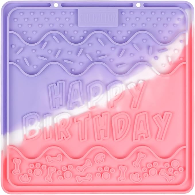 CHEWFFON Dog & Cat Lick Mat, Birthday Silicone Licky Pad, Lavender Dream