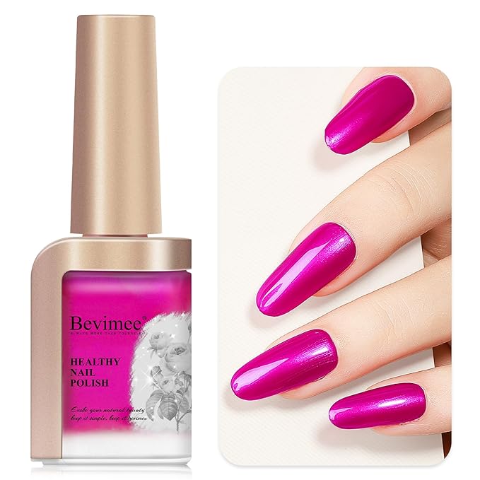Valentine's Day Nail Polish Quick Dry, Hot Pink Nail Lacquer Nail Art Polish Non-Gel Air Fast Drying, Shimmer Pink Nail Pigment High Coverage Fingernail Concealer Polish for Gift
