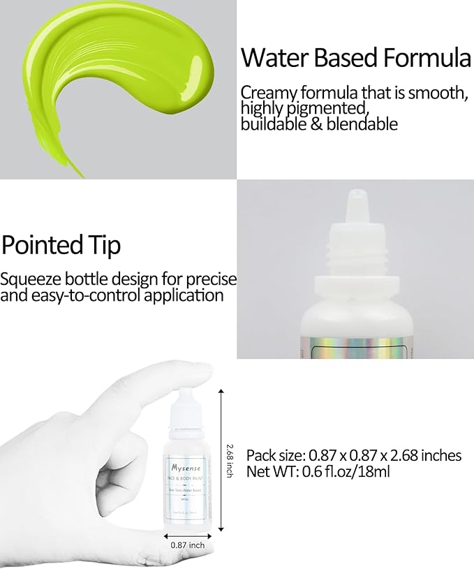 Mysense Ogre Green Face Body Paint,Water Based Washable Green Face Painting for Halloween Elphaba Alien Disgust Goblin Zombie Cosplay Makeup,Cream Body Paint for Adults and Children,0.6oz