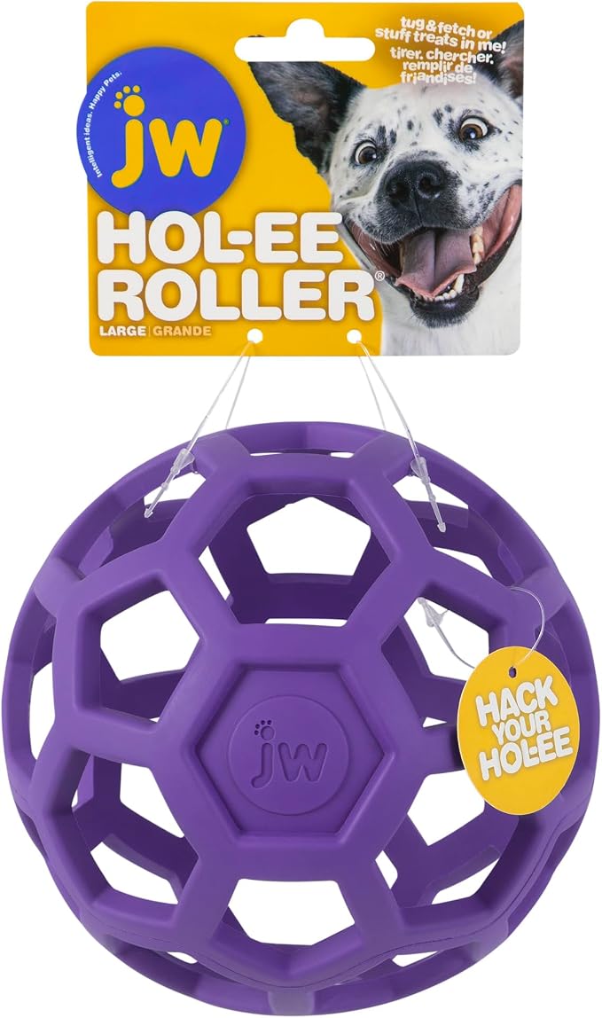 JW Pet HOL-ee Roller, Natural Rubber, Large 5.5in, Colors May Vary