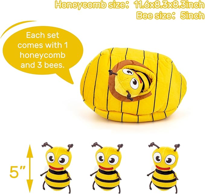 Hollypet Squeaky Hide and Seek Dog Toys for Small and Medium Dogs, Bees