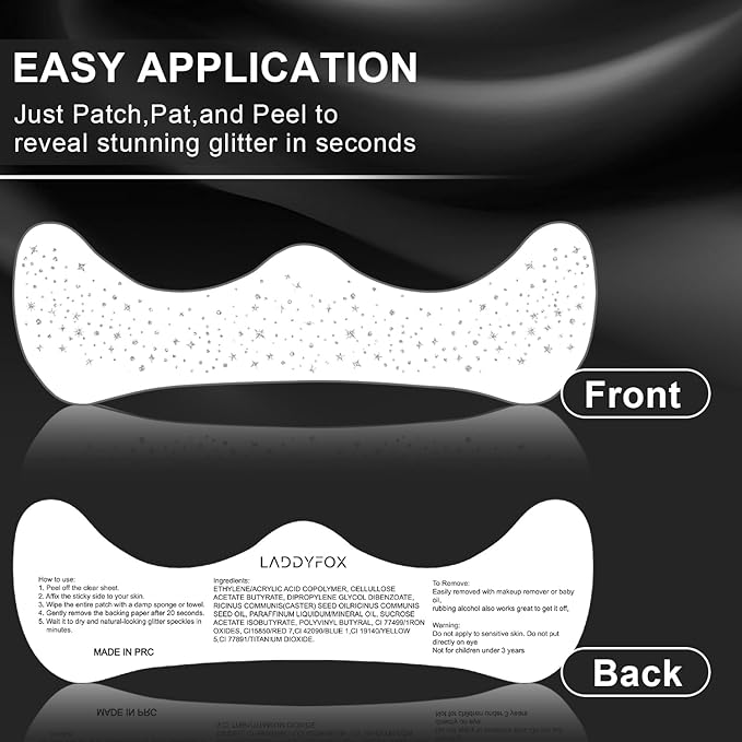 8 Pcs Silver Face Makeup Patches, Silver Glitter Freckles Face Tattoo, Glitter Freckles, Sparkle Makeup Patches, Waterproof Face Glitter Temporary Tattoos for Women