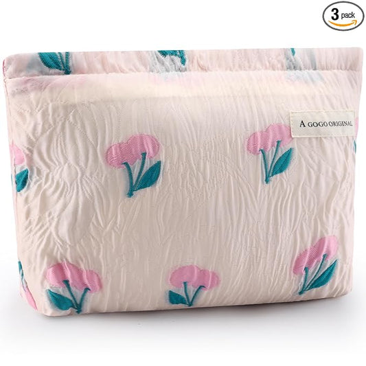ZLFSRQ Cherry Makeup Bag for Women Cute Pink Cosmetic Bag Zipper Makeup Pouch for Purse Large Capacity Travel Toiletry Bags Aesthetic Essential Portable Cosmetic Organizer Gift Skincare Storage Bags