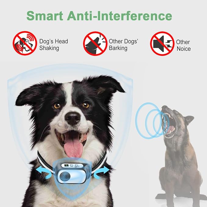 Dog Bark Collar for Large Medium Small Dogs, Rechargeable Smart Bark Collar, Anti Barking, Humane Dog Training Device with 5 Adjustable Sensitivity Beep Vibration