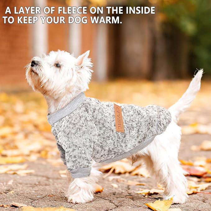 2 Pieces Dog Sweaters for Small Dogs Winter Fleece Puppy Sweaters Warm Outfit Pet Small Dog Sweater for Boy Girl Dogs Yorkie, Chihuahua, Bulldog, Dachshund, Pug, X-Large