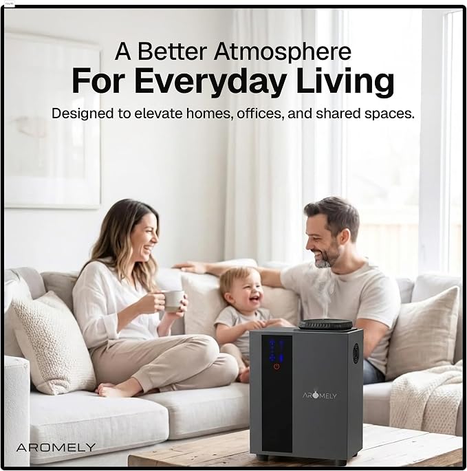 AROMELY ARO Home HVAC Scent Diffuser – Waterless Essential Oil Diffuser for Home, Apartment, Office & Large Room – Smart Bluetooth App Control, Cold Air Diffusion Technology, Up to 1,800 SQFT – Black