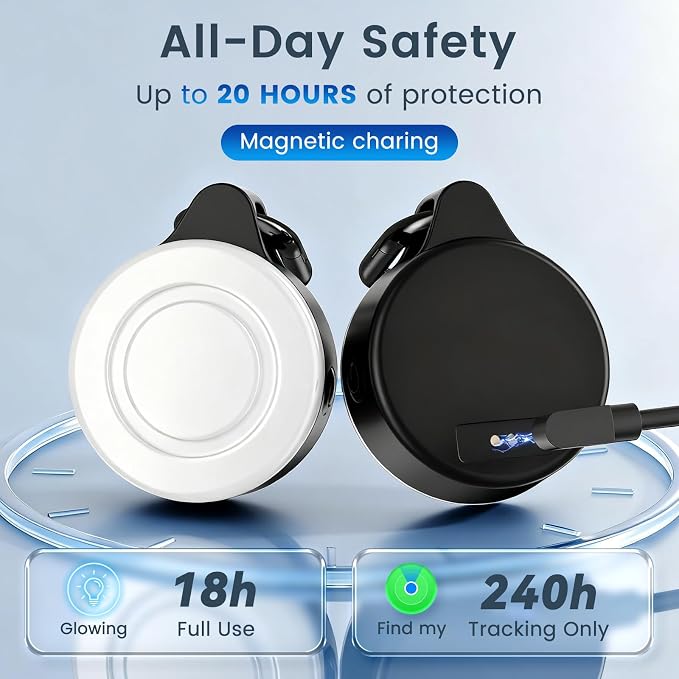 2-in-1 GPS Tracker & Dog Light - Works with Apple Find My - No Subscription | Smart Tracking Pet LED Light for iOS Only - Rechargeable IP68 - Waterproof Dog Collar Light with 6 Modes for Night Walking