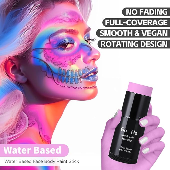 Go Ho Light Pink Face Body Paint Stick,Water Based Washable Face Paint Stick,Non-toxic Full-coverage Cream Light Pink Body Paint for Halloween Cosplay SFX Makeup