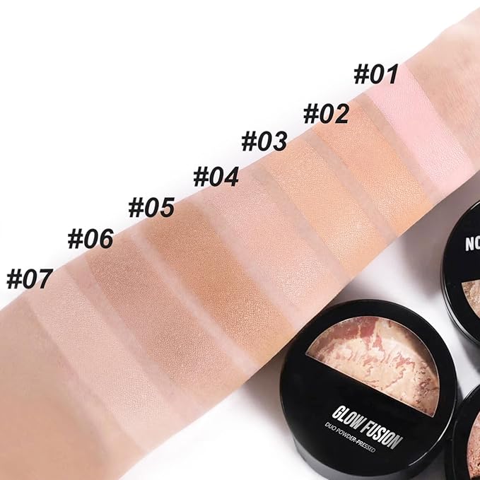 Baked Luminous Pressed Powder–Glow-Infused Foundation,Highlighter & Setting Powder in One–Color-Correcting,Oil-Control,Long-Lasting Coverage for All Skin Tones 02