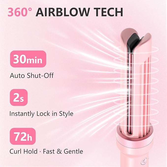 FORLIFA Pro 3-in-1 Auto Curling & Straightening Iron with AirBlow Tech for 72h Hold, Curling Wand with1.1billion Negative Ions, Triple Hair Protect & Burn-Free, Auto Shut-Off, Tangle-Free, HyperCurve