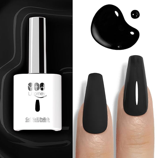 YTD Likomey Black Gel Nail Polish,15ml Salon Home DIY Manicure and Pedicure Fall Winter Soak Off UV Color Varnish,CS451