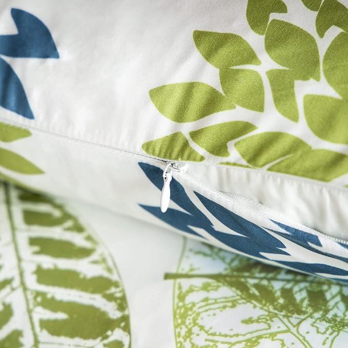 Phantoscope Set of 4 New Living Series Throw Decorative Pillow Cover Cushion Cover, Blue and Green, Print, 12 x 20 inches, 30 x 50 cm