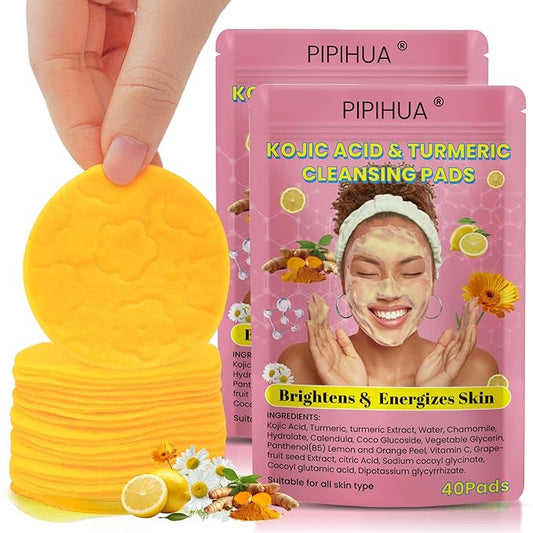 Turmeric Kojic Acid Cleansing Pads: Turmeric Cleansing Pad for Dark Spots - Turmeric Exfoliating Face Scrub Pads for Face and Body (80PCS)