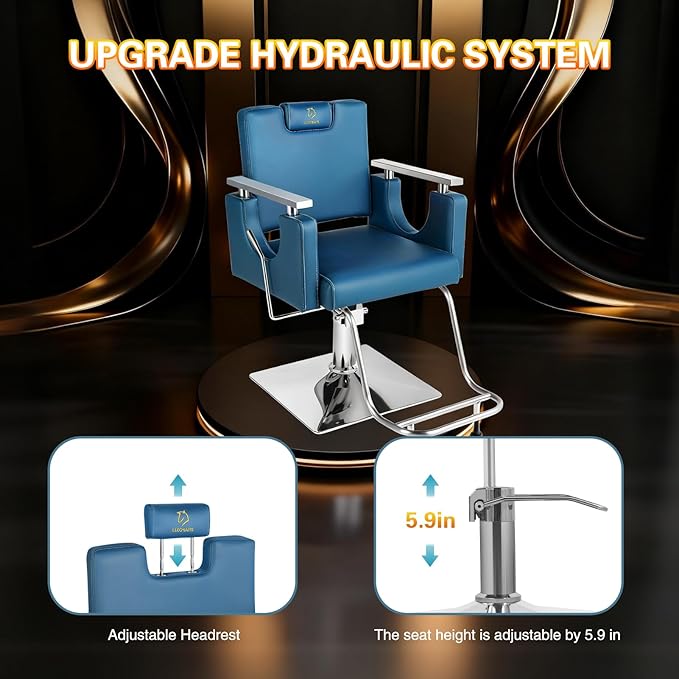 Heavy Duty Barber Chair, 360° Swivel Reclining Salon Chair for Hair Stylist, Height Adjustable Hydraulic Hairdressing Chair with Footrest for Barber Shop, Beauty Salon, Hairdressers