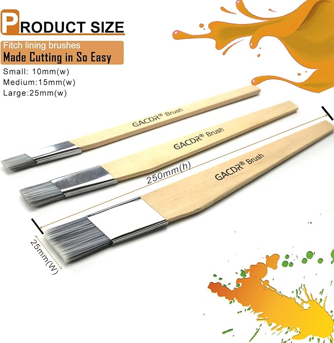 Slant Lining Fitch Paint Brushes,Pack Of 6 Cutting In Paint Brush Angled for Fast Accurate Detail & Control Hobby & Craft 2 Each of 0.5", 0.75", and 1"