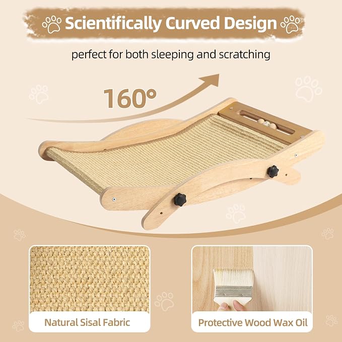 Cat Scratcher Bed, 19 in Large Natural Sisal Cat Scratching Board, Large Scratch Pad for Indoor Cats, Cozy Cat Furniture Lounge