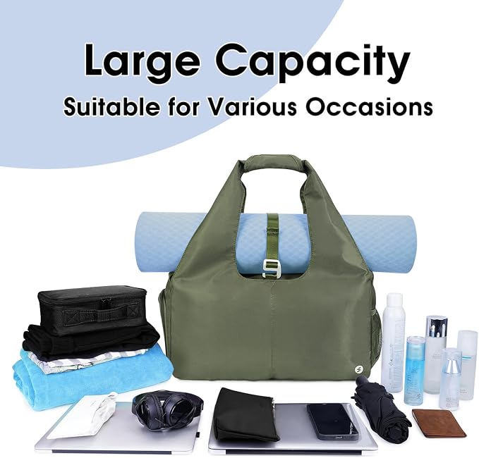 sportsnew Yoga Gym Bags for Women with Shoes Compartment & Wet Dry Storage Pockets & Adjustable Yoga Mat Holder, Patent Pending