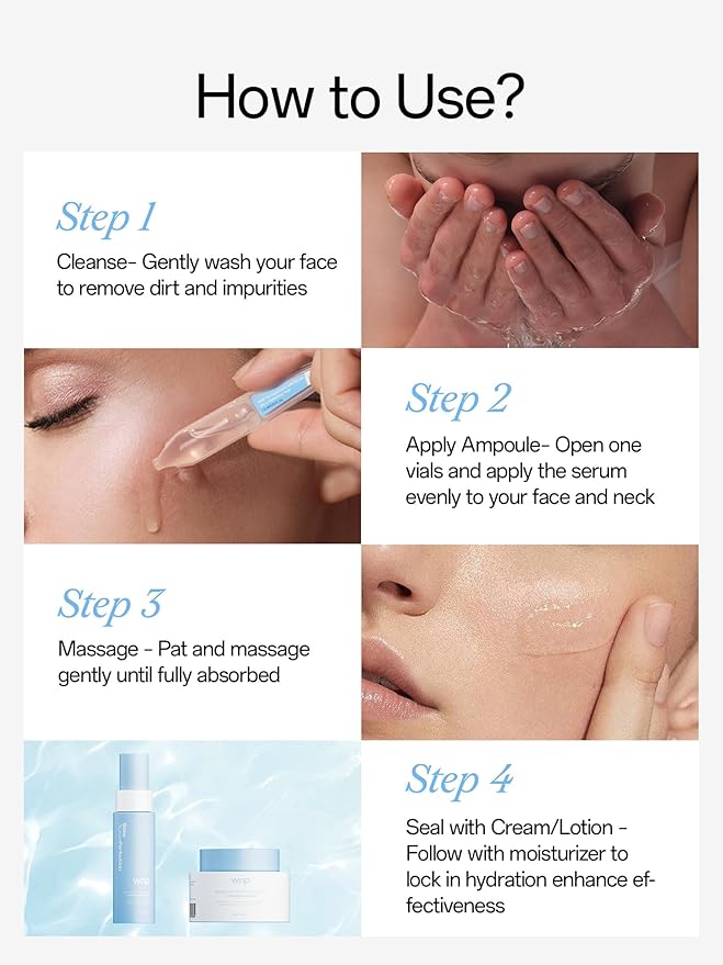 WNP Hyaluronic Acid Serum 3% for Face with 4D Multi-Layer Hydration | Ultra Hydrating Anti-Aging Serum | Moisturizer for Dry & Sensitive Skin | Pre-Makeup Skincare | Single-Use Vials 10PCS