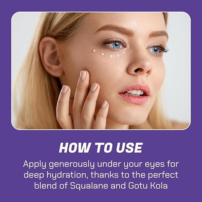 NOW BEAUTY Squalane Plus Gotu Kola Eye Cream - Brightening, Anti-Aging Under Eye Cream– Anti – Wrinkle Vitamin C Cream– Vegan – For Men & Women – Sulfate & Paraben Free – Travel Size - 0.7 oz