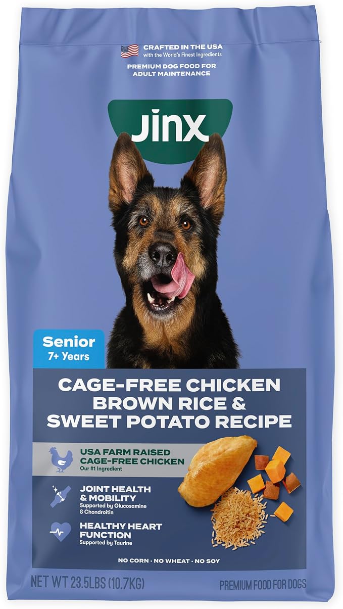 Jinx Senior Dry Dog Food - Real Chicken, Brown Rice & Sweet Potato, 23.5lb | Premium Senior Dogs Kibble with Antioxidants for Immune Support & Whole Grains for Digestive Support - No Fillers