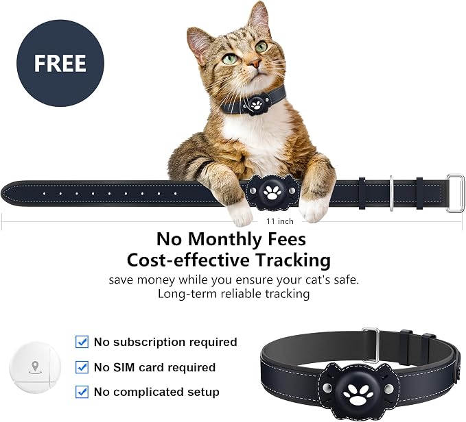2-in-1 GPS Tracker for Cats: Smart Pet Collar with Real-Time Tracking,No Monthly Fee/Subscription (iOS & Android) Waterproof, Anti-Lost,365-Day Long Battery Life GPS Tracker Cat Collar (Blue)