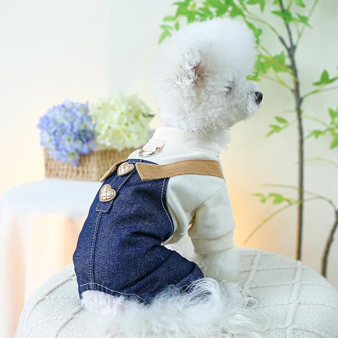 Dog Stylish Overalls Comfortable Puppy One Piece Outfits Summer Bib Overalls for Small Dogs Cute Pet Onesie Jumpsuit Chihuahua Yorkies Birthday Holiday Clothes Cat Costume