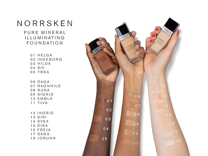IDUN Minerals Liquid Norrsken Foundation - Silky Smooth Coverage - Luminous, Dewy Finish for Dry and Dull Skin - Water Resistant and Vegan Makeup - 209 Svea - Warm Medium - 1.01 oz
