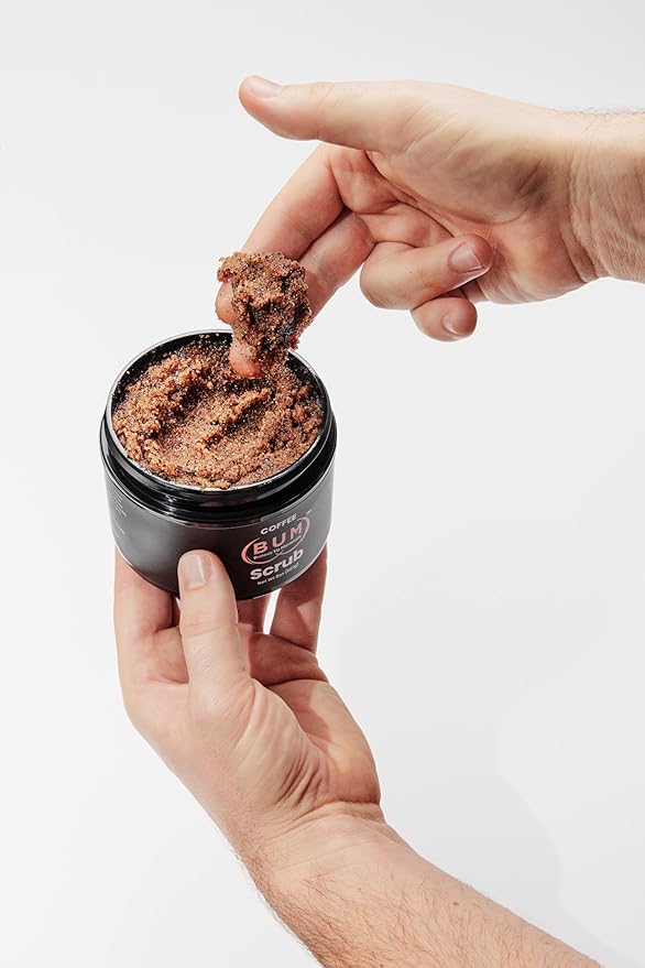 (BUM) Coffee Scrub - Exfoliating Sugar Body Polish, Hydrates, Moisturizes, Anti Cellulite & Stretchmark Treatment, with Organic Shea, Coconut Oil, Rosehip, Vitamin E, & Jojoba, Natural Deodorant, 8oz