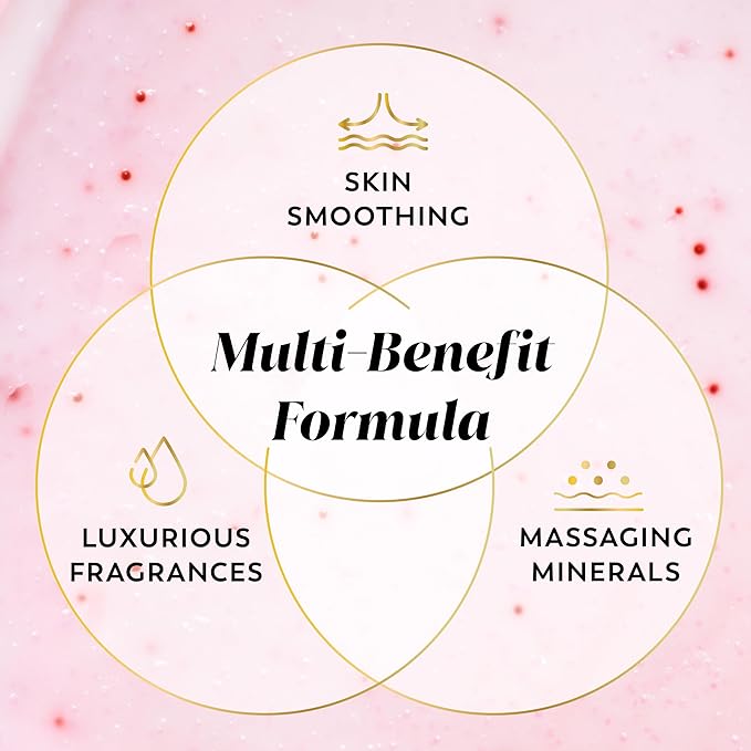 Olay Body Indulgent Mineral Scrub, Skin Exfoliating & Massaging Pearls, Nourishing Soft & Gentle Formula, Renewing BHA, Vitamin B3 Complex, Luxurious Fragrances, Wild Rose & Cherry Creme Scent, 11 oz