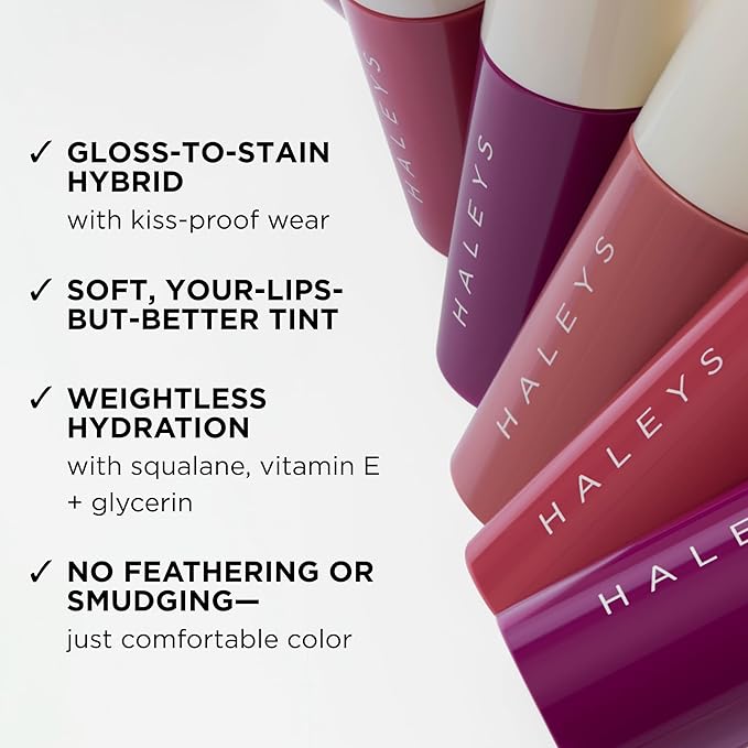 HALEYS Re-dew Lip Gloss to Stain - Hydrating Kiss-Proof Formula with Vegan Squalane & Vitamin E - Lightweight Transfer-Proof Hybrid for Soft Color, Cushiony Moisture & All-Day Wear (Flirt)