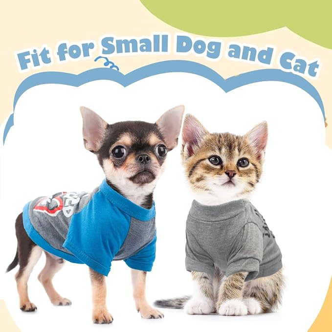 4 Pieces Dog Clothes for Small Dogs Boy Chihuahua Clothes Spring Summer Pet Shirt Cute Puppy Shirts Outfits Dog T-Shirt (4 Pack, Medium)