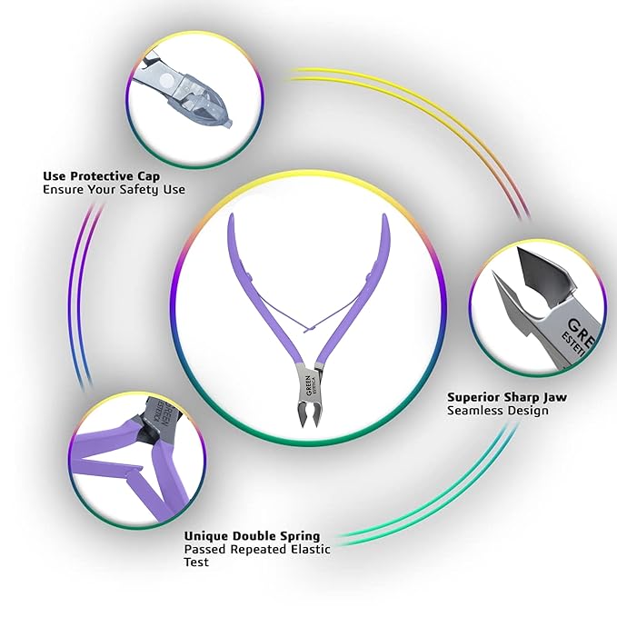 Professional Cuticle Trimmer Nail Cuticle Cutter Stainless Steel Cuticle Nippers with Sharp Blades of Cuticle Clippers Manicure Tools with Double Spring for Nail Care Pedicure Nail Tools (Purple)