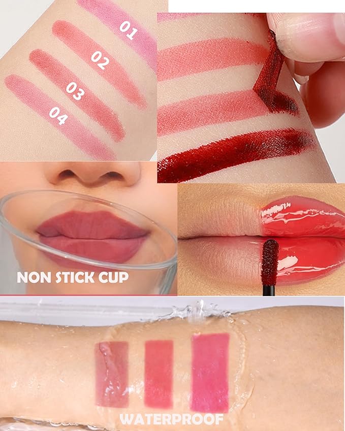 Peel Off Lip Stain Tattoo Lip Gloss,Red Matte Lip Liner Stain Peel Off Waterproof Long Lasting,Highly Pigmented Transfer-Proof Nude Lips Tint Non-Stick Tinted Liquid Lipstick Makeup for Women-03