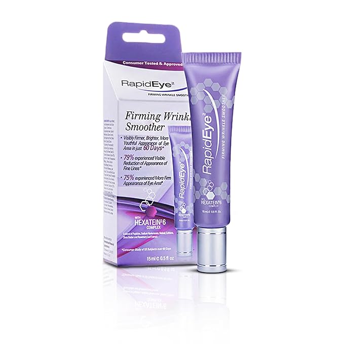 RapidEye Firming Wrinkle Smoother – Anti-Aging Eye Cream with Retinol, Caffeine, Hyaluronic Acid, Peptides & Vitamin E – Under Eye Cream to improve Puffiness, Fine Lines & Bags – 0.5 fl oz