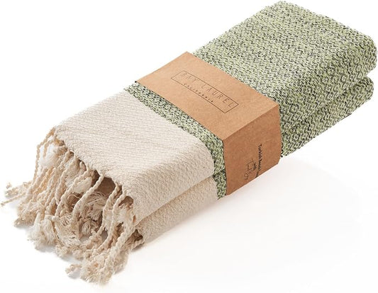 BAY LAUREL Turkish Hand Towel – Pack of 2 | Soft & Absorbent Decorative Towels for Bathroom, Hand, Face, Hair, Gym, Yoga, SPA, Kitchen & Tea | Boho Decor (Pistachio, Diamond 16x40 Inches (Set of 2)